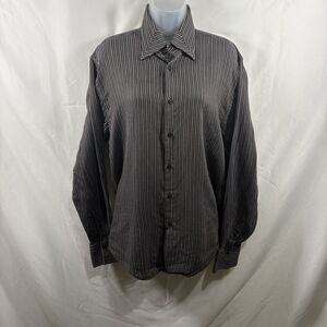 Equilibrio Italia Men's XL Striped Button-Down Dress Shirt Luxury Business